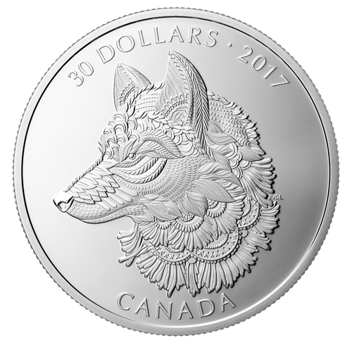 2017 $30 Zentangle® Art: The Great Grey Wolf Silver Coin