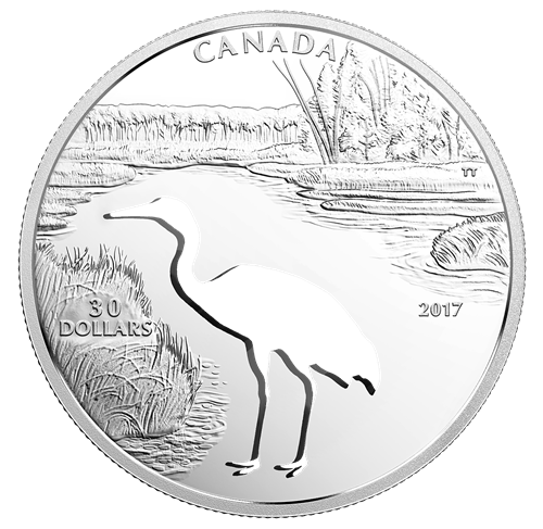 2017 $30 Whooping Crane Silver Coin (Endangered Animal Cutout)
