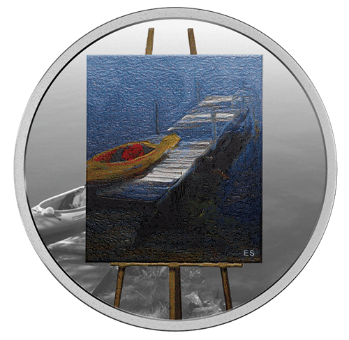 2017 $20 En Plein Air: A Paddle Awaits Silver Coin - 9999