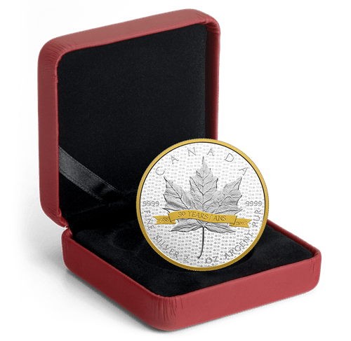 2018 $10 2oz Silver Maple Leaf Tribute to 30 Years - Pure Silver Coin