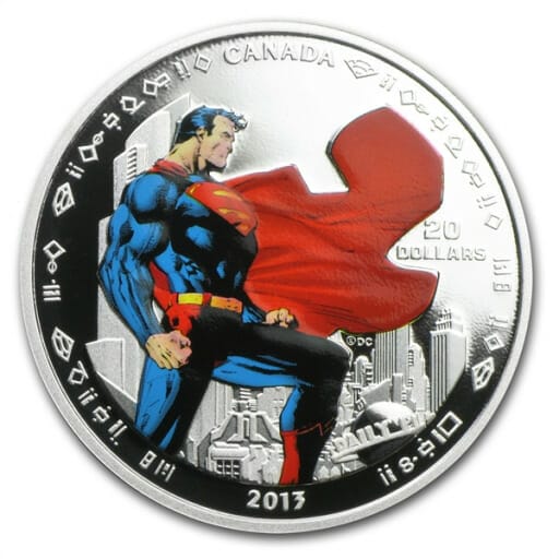 2013 $20 75th Anniversary of Superman Man of Steel Silver Coin (no box)