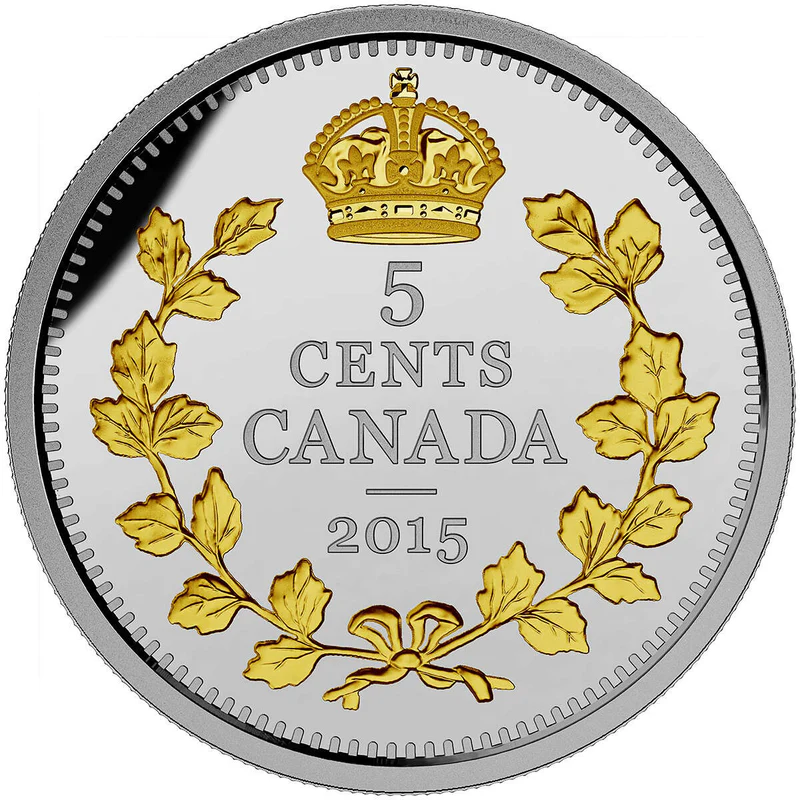 2015 5 Cent Legacy of the Canadian Nickel: The Crossed Maple Boughs Silver Coin - 9999