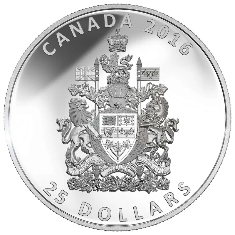 2016 $25 The Coat of Arms of Canada Silver Piedford - 9999