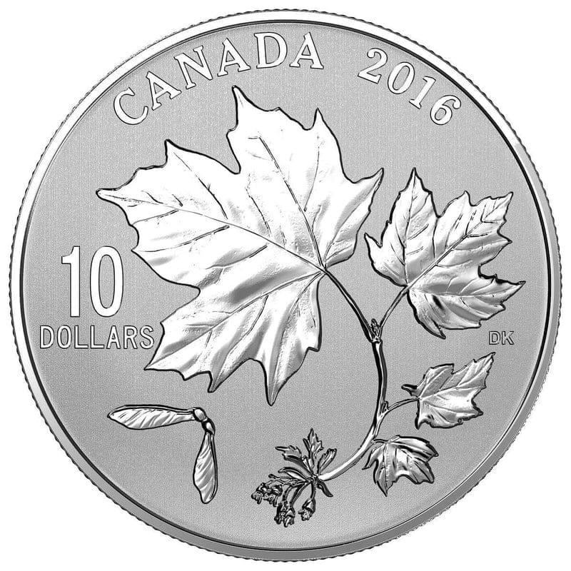 2016 $10 Canadian Maple Leaves Silver Coin - 9999