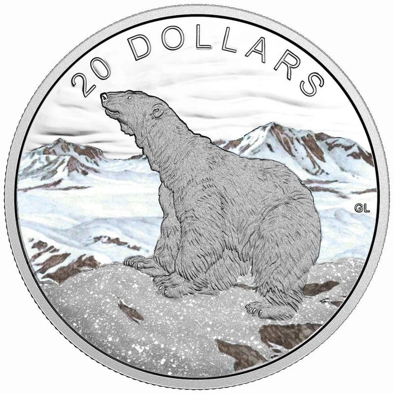 2017 $20 Glistening North: The Polar Bear With Genuine Diamonds Silver Coin - 9999