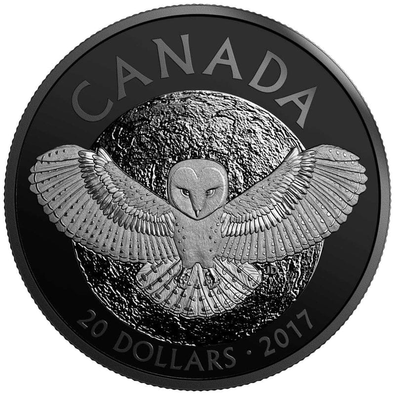 2017 $20 Nocturnal By Nature: The Barn Owl Rhodium Plated Pure Silver Coin