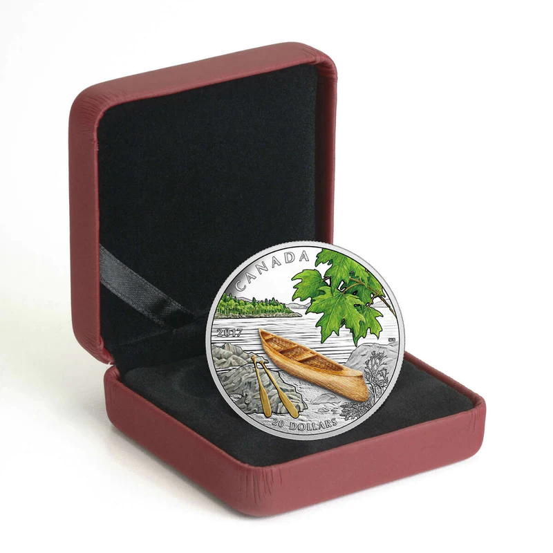 2017 $20 Canoe To Tranquil Times Silver Coin - 9999
