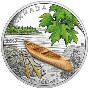 2017 $20 Canoe To Tranquil Times Silver Coin - 9999