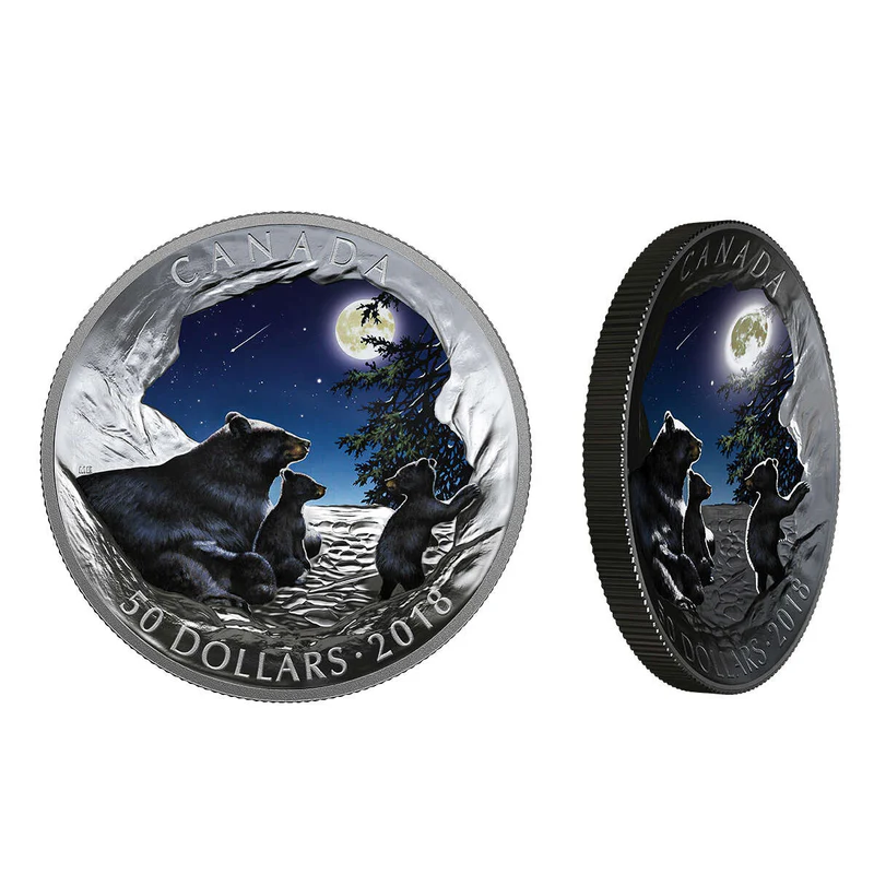 2018 $50 Moonlit Tranquility - Nature's Light Show Pure Silver Coin
