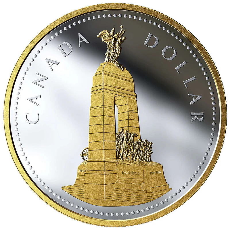 2018 Renewed Silver Dollar - The National War Memorial - 2 oz Gold Plated Pure Silver Coin