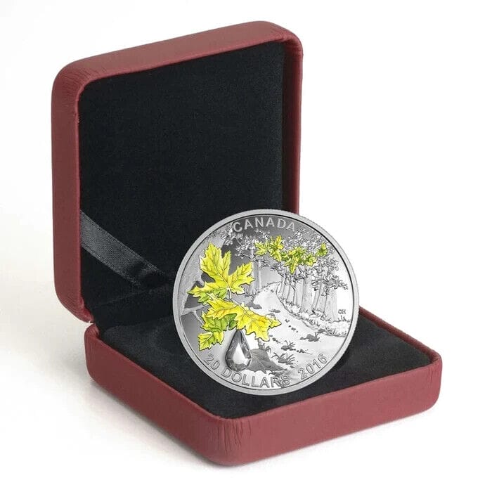 2016 $20 Jewel Of The Rain: Bigleaf Maple Silver Coin - 9999
