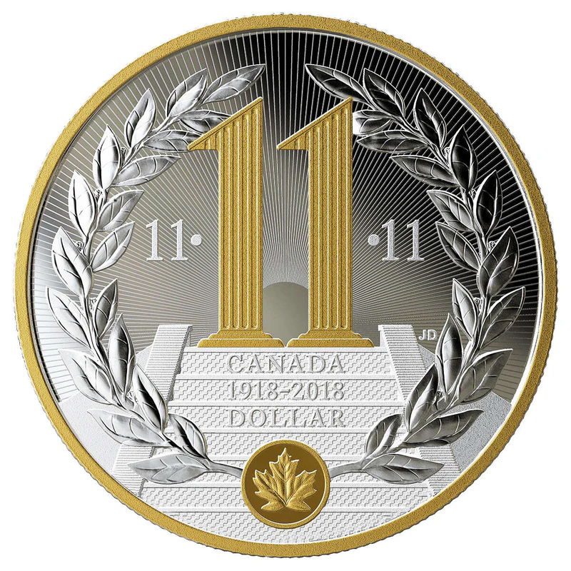 2018 $1 100th Anniversary of the Armistice of the First World War Silver Coin (Gold Plated)