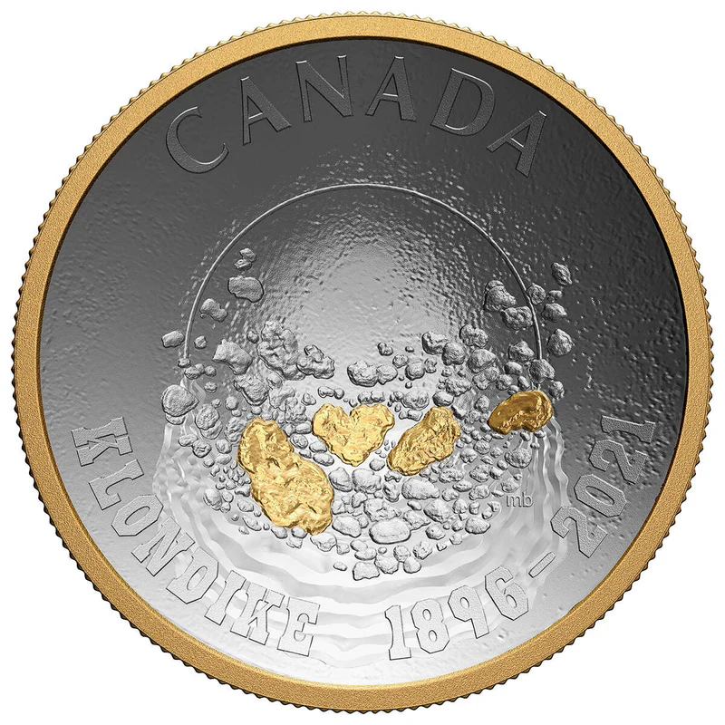 2021 $25 125th Anniversary of the Klondike Gold Rush - Gold Plated Pure Silver Coin