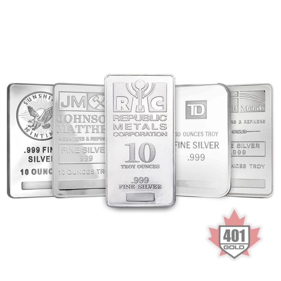 10oz Silver Bars Assorted