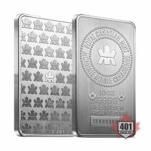 10 oz Royal Canadian Mint Silver Bar 10 oz RCM Silver Bar