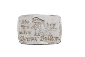 1oz Hand Poured Beaver Bullion Silver Bar