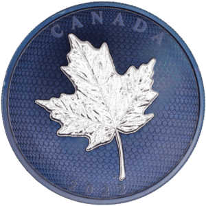 2022 $50 5 oz Blue Maple Silver Coin with Blue Rhodium Plating