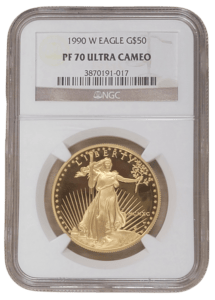 1990 $50 1oz W Eagle Gold Coin PF70 Ultra Cameo