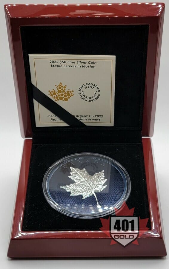 2022 $50 5 oz Blue Maple Silver Coin with Blue Rhodium Plating