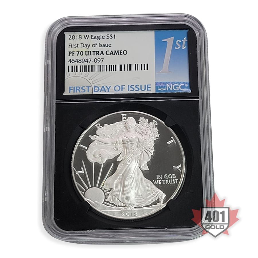 2018 W Proof First Day of Issue Silver Eagle NGC PF70 Ultra Cameo Reverse