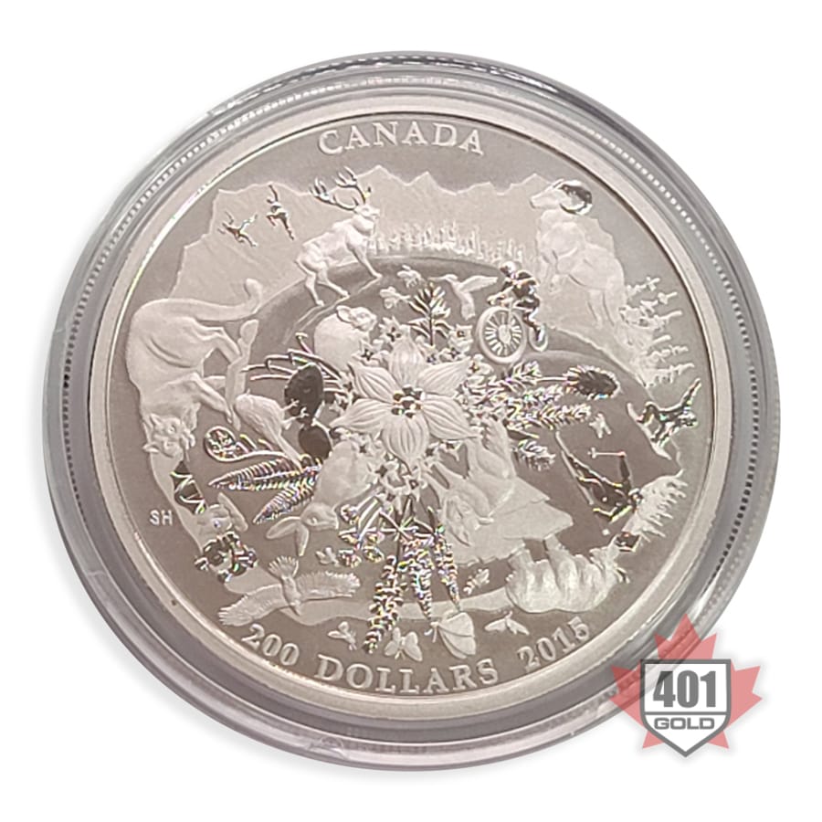 2015 $200 2 oz Canada's Rugged Mountains Silver Coin