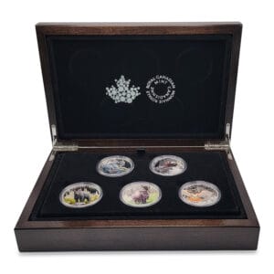 2016 $20 Majestic Animals 5 Pure Silver Coins in Wooden Display Case