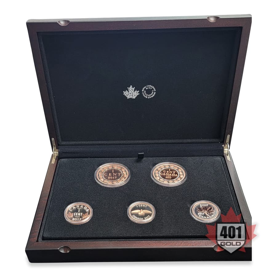 2017 $0.01 Legacy of The Penny - Pure Silver 5-Coin Set With Selective Rose Gold Plating