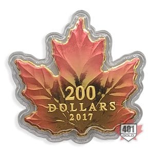 2017 $200 Autumn Fire - Pure Gold Maple Leaf Reverse