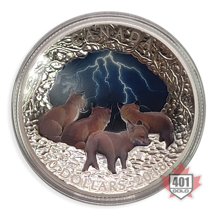 2018 $50 Stormy Night - Nature's Light Show Pure Silver Coin