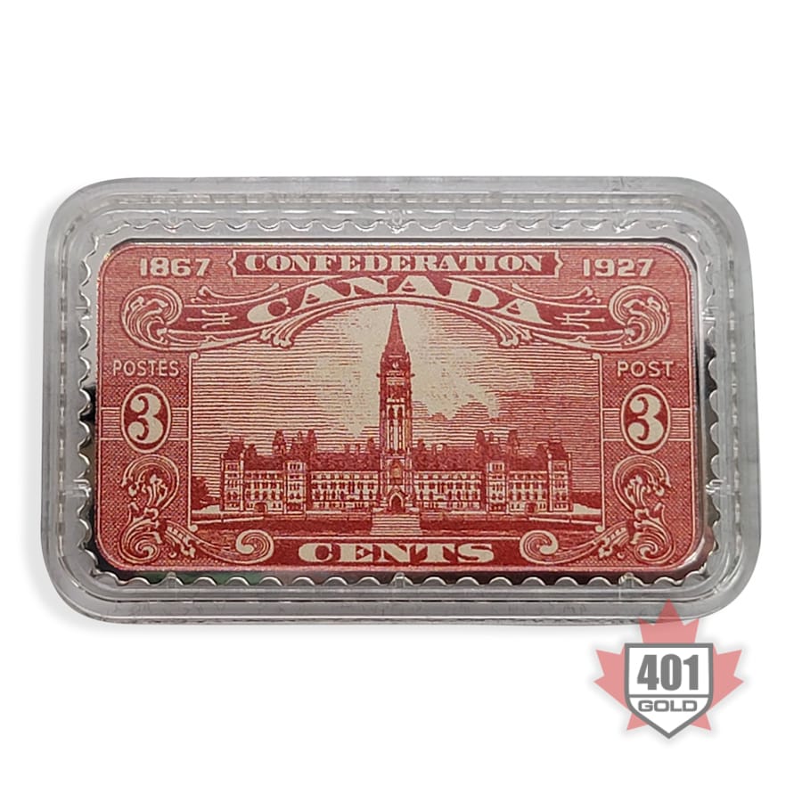 2018 $20 Canada's Historical Stamps: Parliament Building 1927 Confederation Silver Coin - 9999