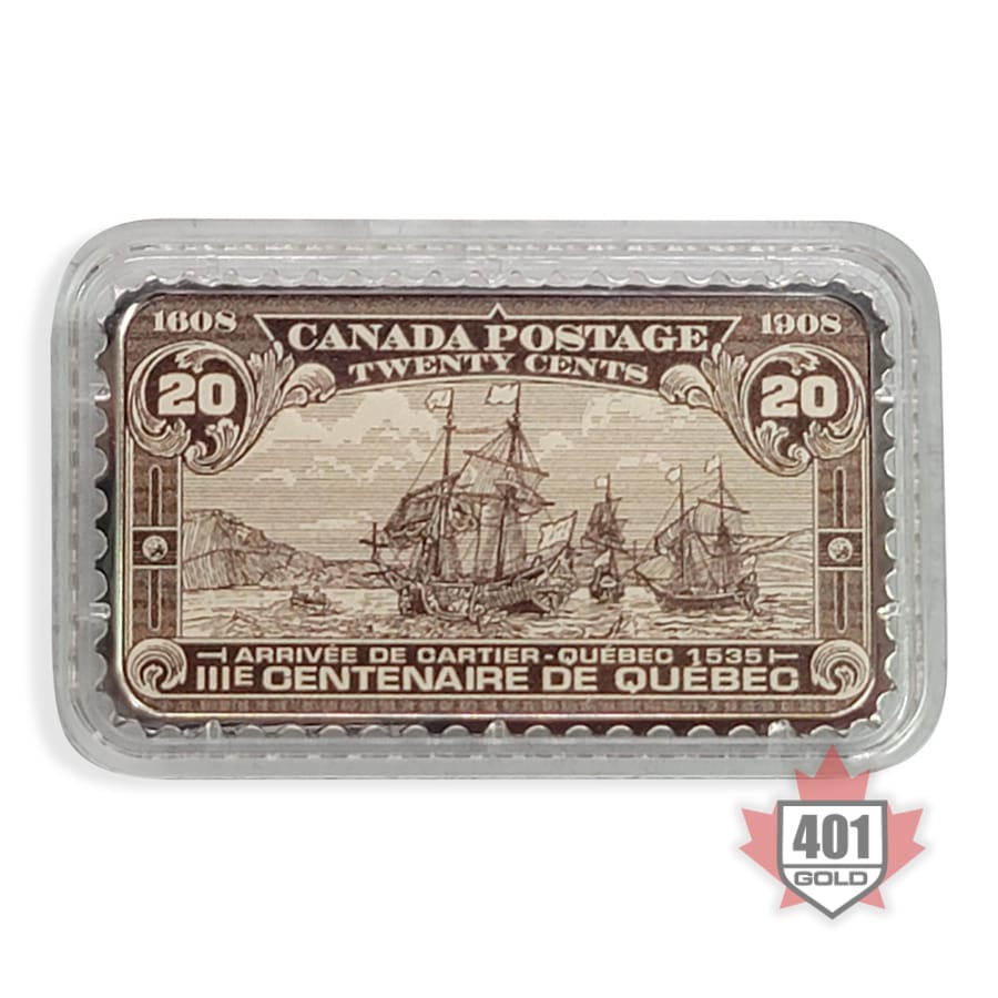 2019 $20 Canada's Historical Stamps: Arrival Of Cartier Silver Coin - 9999