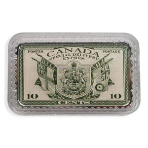 2019 $20 Canada's Historical Stamps: Coat of Arms and Flags Special Delivery Silver Coin - 9999