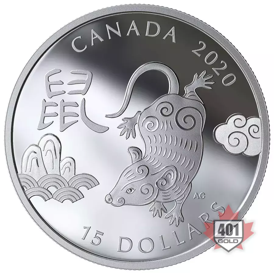 2020 year of the rat silver coin obverse