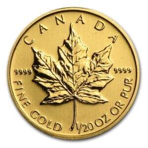 1/20th oz Gold Maple Leaf Coin (Random Year)