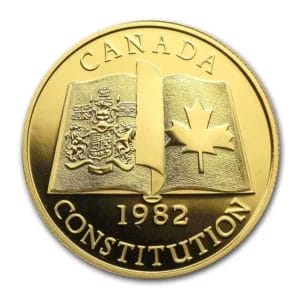 1982 $100 Repatriation of the Canadian Constitution 22kt Gold Coin Reverse