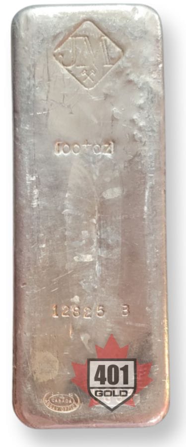 100 oz JM Canada Vintage Silver Bar 999+