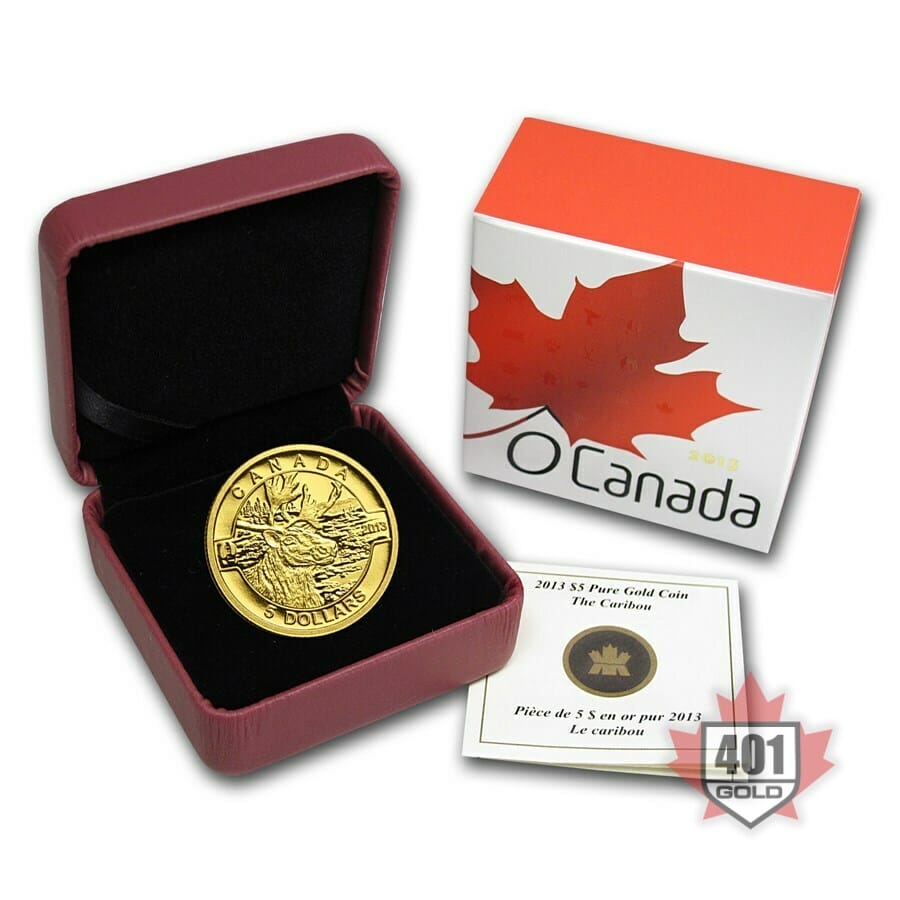 2013 $5 The Caribou Gold Coin (O Canada Series)