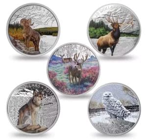2015-2016 $20 Iconic Animals Silver Coin Set (5) in a Display Case