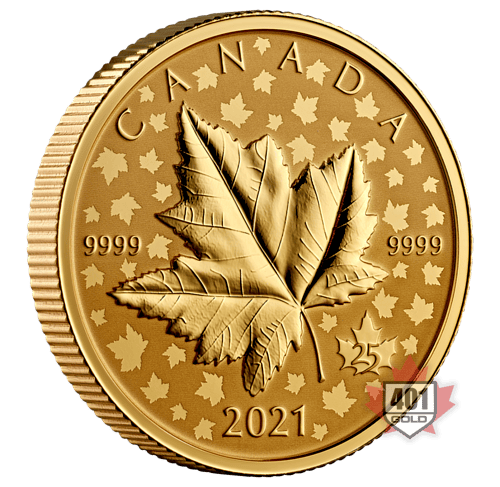 2021 $200 Piedfort Maple Leaf Pure Gold Coin Reverse