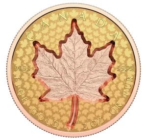 2022 $200 2 oz Super Incuse Gold Maple Leaf - Gold Single Coins