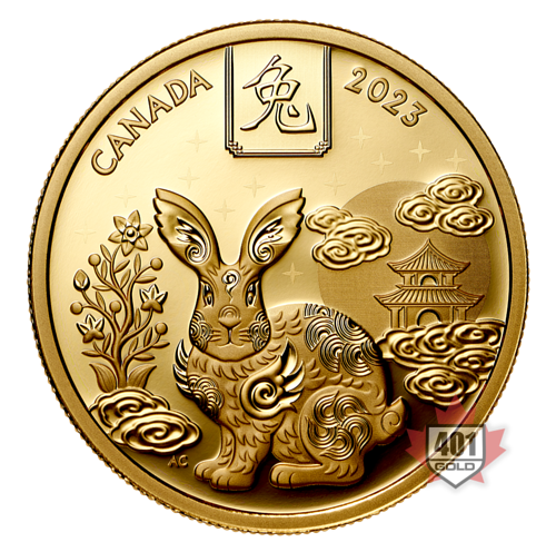 2023 $100 Lunar Year of the Rabbit Gold Coin Reverse