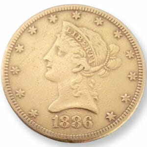 1886 $10 Liberty Head Gold Coin Obverse
