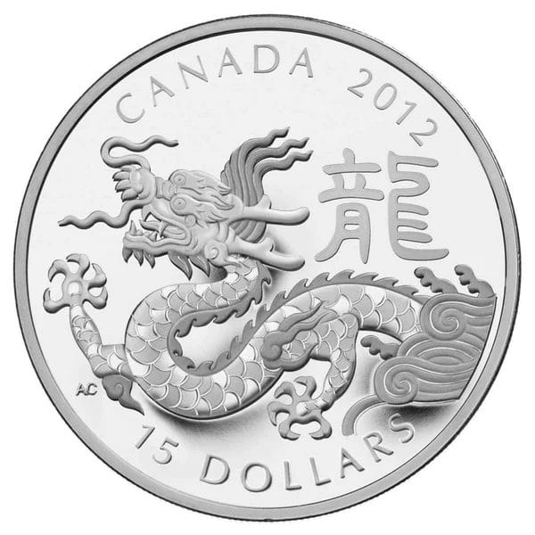 2012 $15 Year of the Dragon Silver Coin