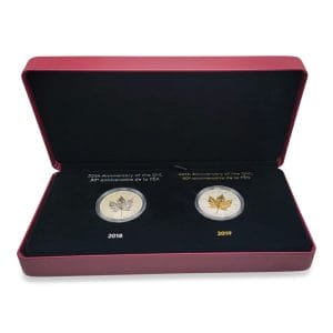 2018-2019 $50 30th and 40th Anniversary of the Maple Leaf - 2 Silver Coin Set