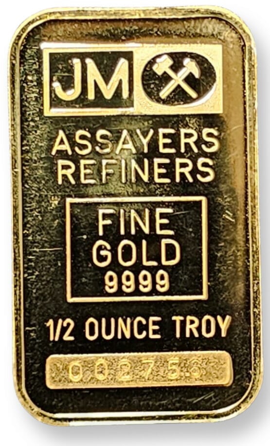 1979 Half oz JM Trojan Gold Bar-Front