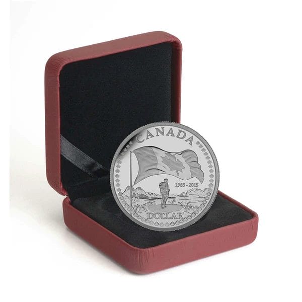 2015 $1 The Canadian Flag, 50th Anniversary Silver Dollar Proof Case