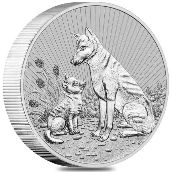 2022 2 oz Australian Mother & Baby Dingo Silver Coin Reverse
