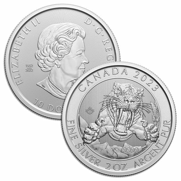 give me information about the 2023 2 oz Sabre-Tooth Cat Silver Coin