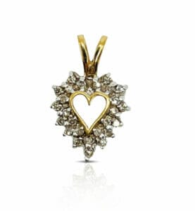 10kt Diamond Gold Heart Shaped Pendant
