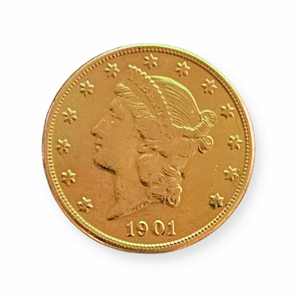 1901 $20 Liberty Head Gold Coin Obverse